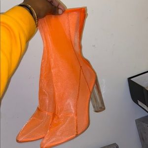 EGO OFFICIAL neon Orange Booties / Boots w/box